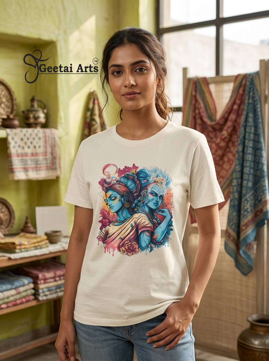 GEETAI ARTS-100% Cotton Regular Fit Graphic T-shirt (Indian Cultural: RK1002)