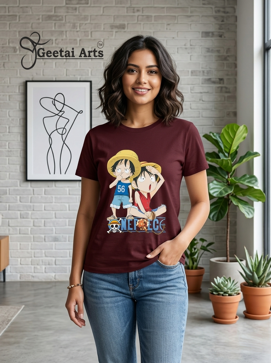GEETAI ARTS-100% Cotton Regular Fit Graphic T-shirt (Anime: Onepiece1004)