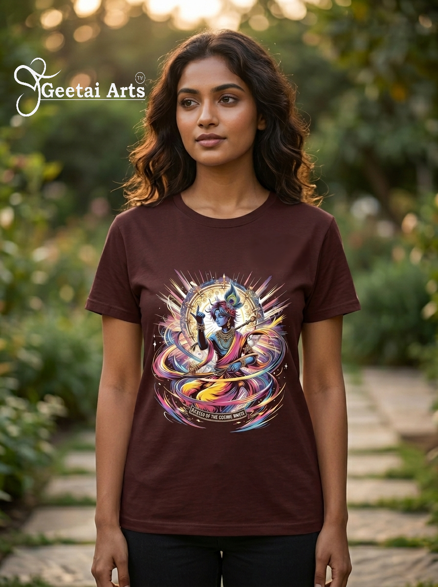 GEETAI ARTS-100% Cotton Regular Fit Graphic T-shirt (Indian Cultural: Shrikrishna1011)