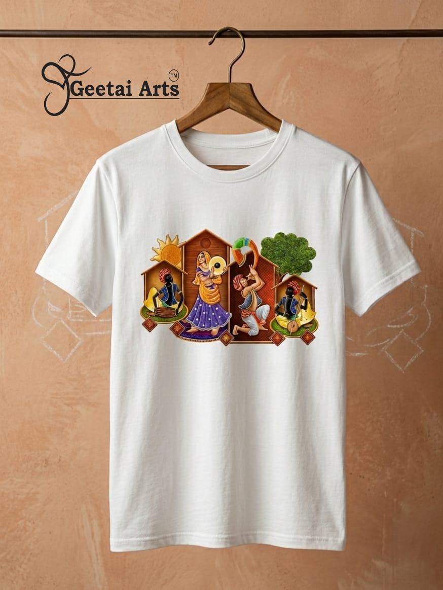 GEETAI ARTS-100% Cotton Regular Fit Graphic T-shirt (Indian Artform)