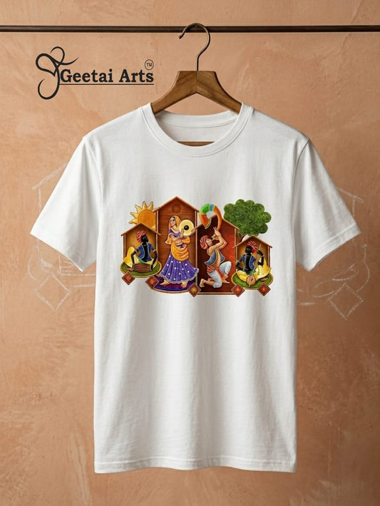 GEETAI ARTS-100% Cotton Regular Fit Graphic T-shirt (Indian Artform)