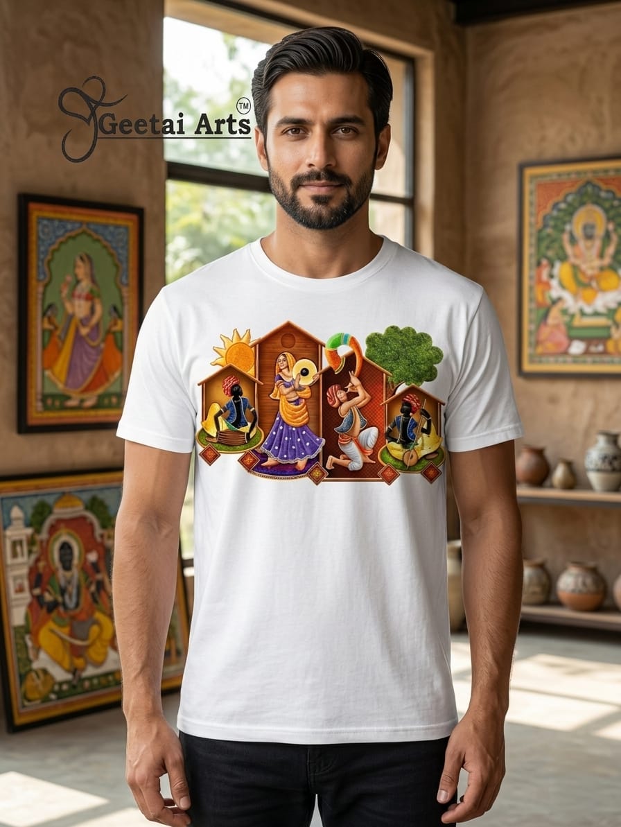 GEETAI ARTS-100% Cotton Regular Fit Graphic T-shirt (Indian Artform)