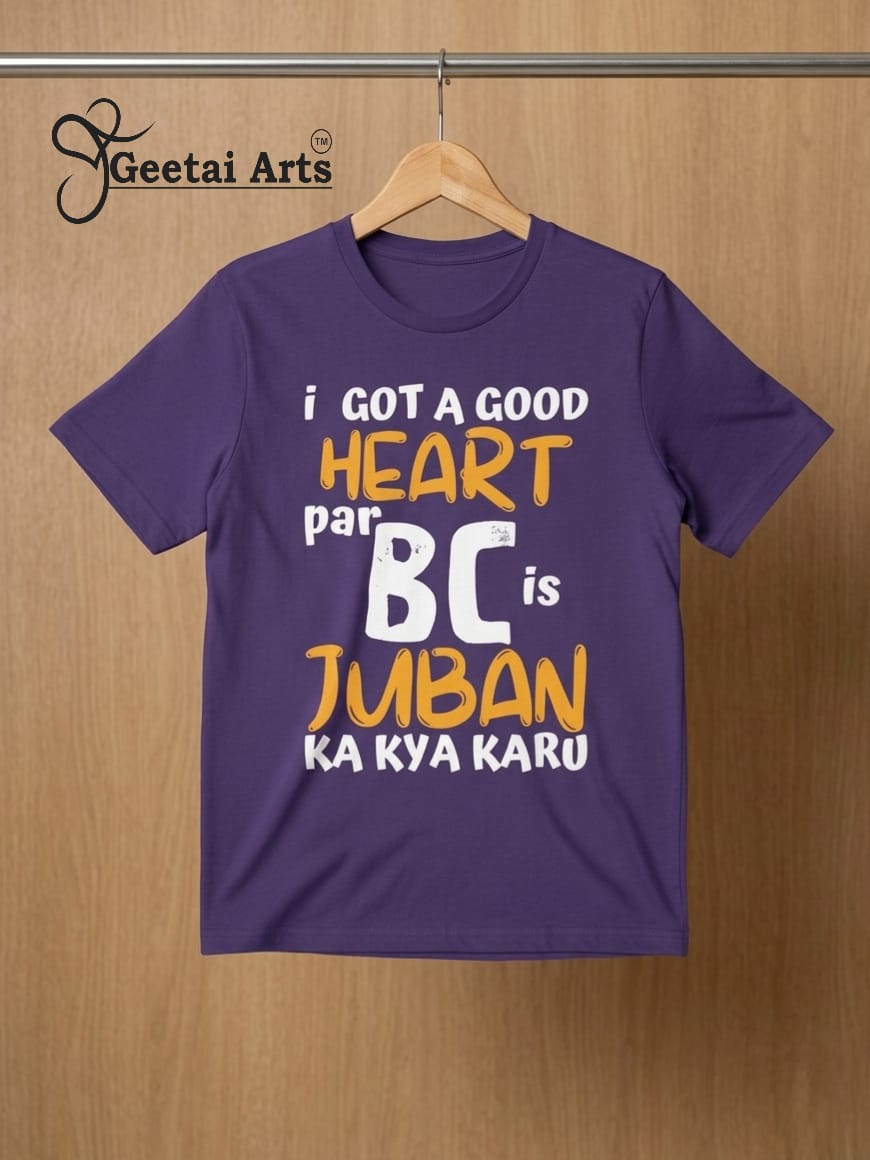GEETAI ARTS-100% Cotton Regular Fit Graphic T-shirt (Typograph: Heart)