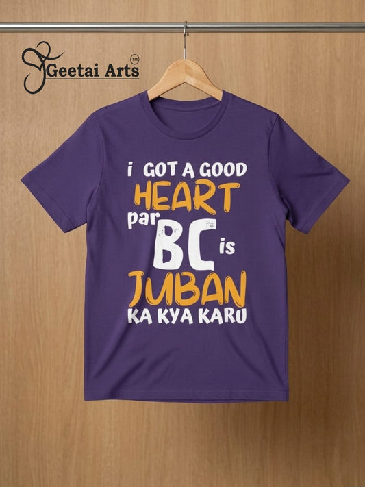 GEETAI ARTS-100% Cotton Regular Fit Graphic T-shirt (Typograph: Heart)