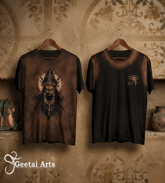 GEETAI ARTS-100% Cotton Regular Fit Hand Painted Bleach Art T-shirt (Kali 1)