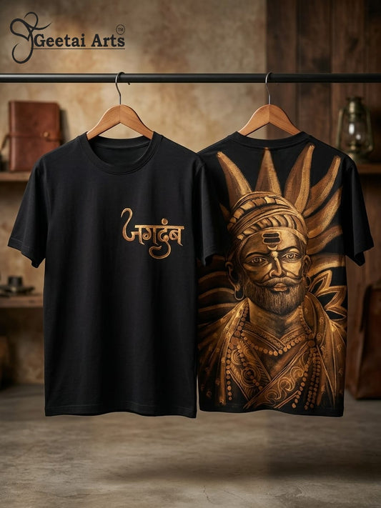 GEETAI ARTS-100% Cotton Regular Fit Hand Painted Bleach Art T-shirt (Jagdamb)
