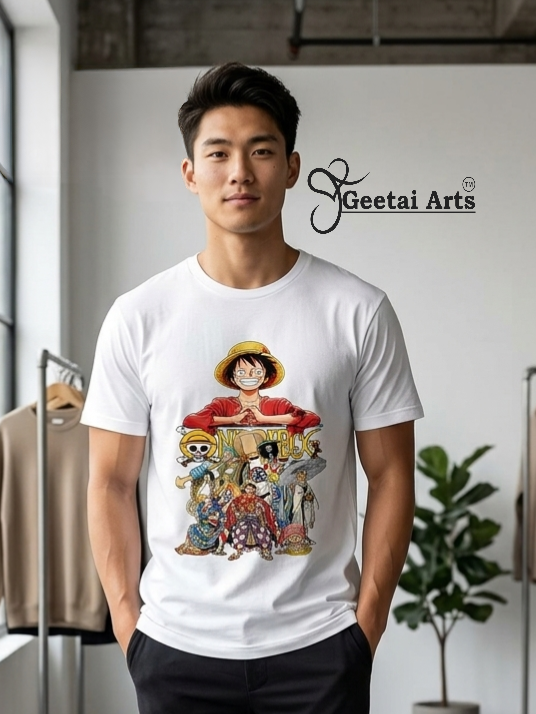 GEETAI ARTS-100% Cotton Regular Fit Graphic T-shirt (Anime: Onepiece1001)