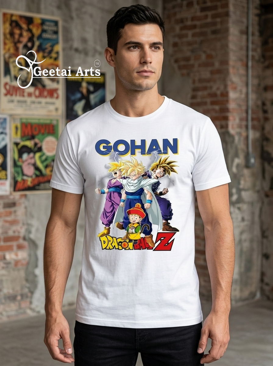 GEETAI ARTS-100% Cotton Regular Fit Graphic T-shirt (Anime: Gohan1001)
