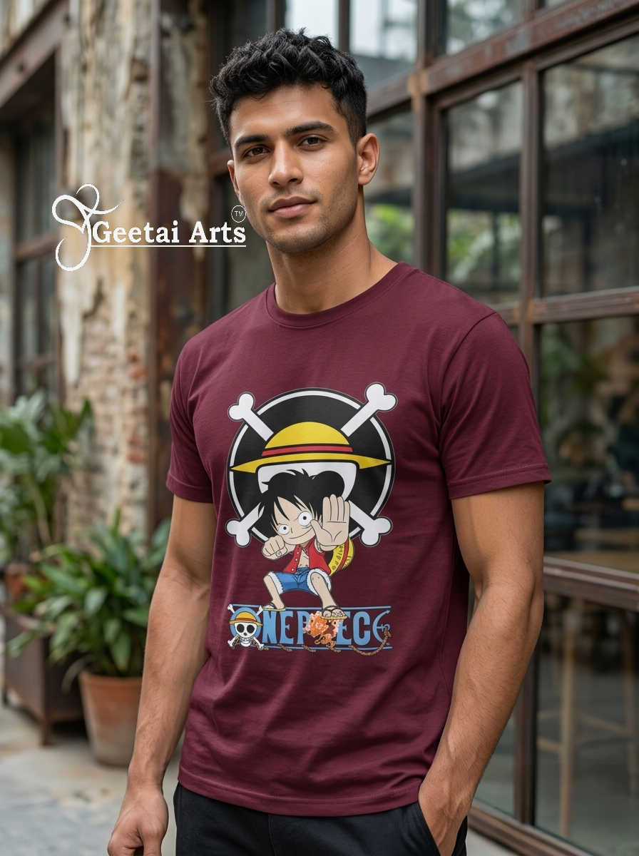 GEETAI ARTS-100% Cotton Regular Fit Graphic T-shirt (Anime: Onepiece1003)
