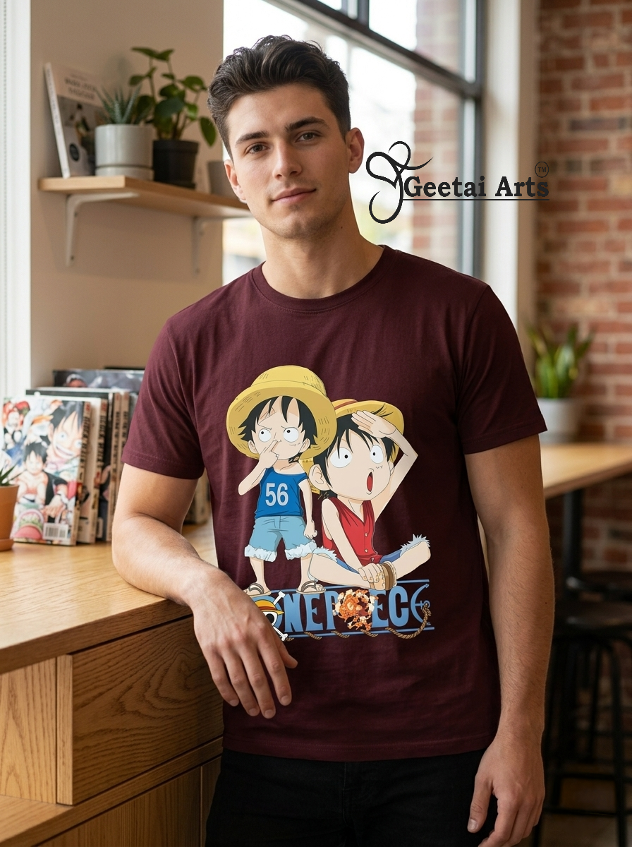 GEETAI ARTS-100% Cotton Regular Fit Graphic T-shirt (Anime: Onepiece1004)