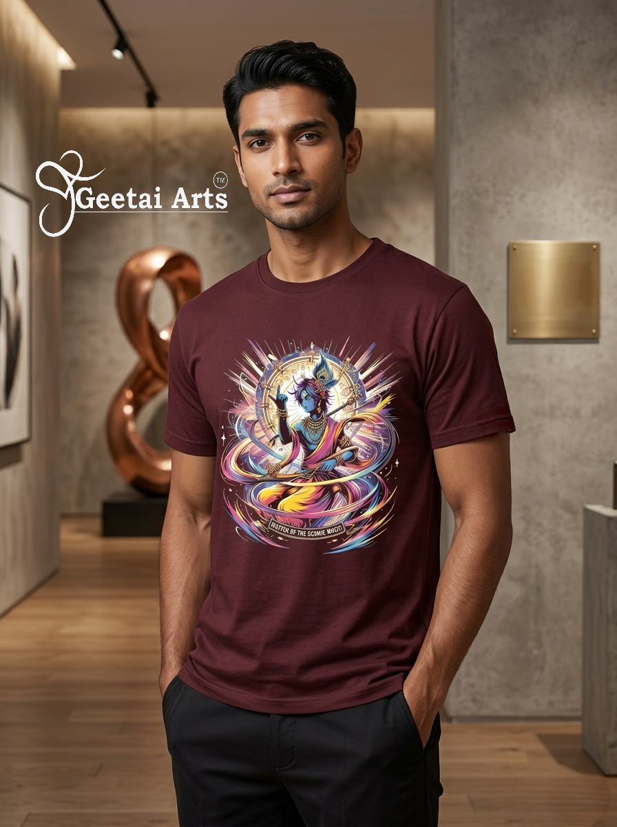 GEETAI ARTS-100% Cotton Regular Fit Graphic T-shirt (Indian Cultural: Shrikrishna1011)