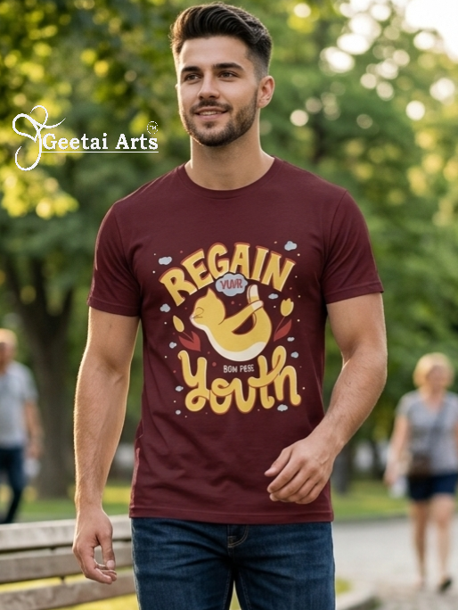 GEETAI ARTS-100% Cotton Regular Fit Graphic T-shirt (Anime: Regainyouth)