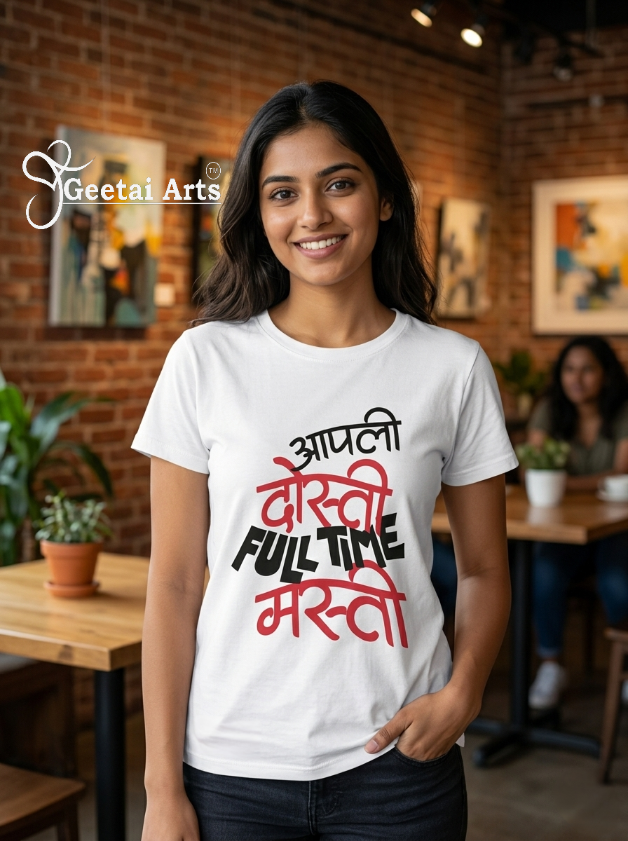 GEETAI ARTS-100% Cotton Regular Fit Graphic T-shirt (Typograph: aplidosti)