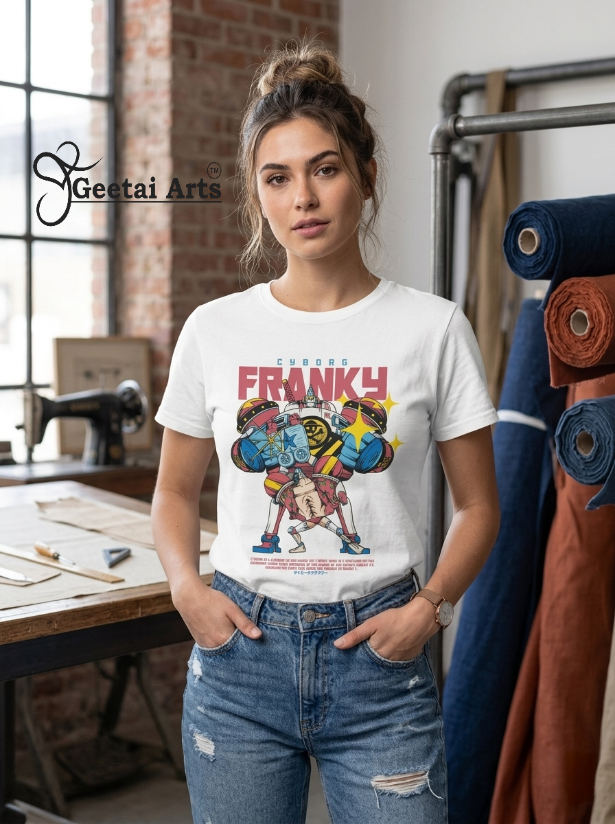 GEETAI ARTS-100% Cotton Regular Fit Graphic T-shirt (Anime: Franky1001)