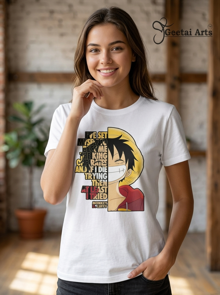 GEETAI ARTS-100% Cotton Regular Fit Graphic T-shirt (Anime: Onepiece1002)