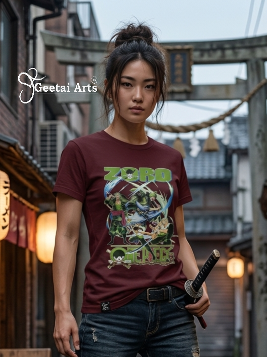 GEETAI ARTS-100% Cotton Regular Fit Graphic T-shirt (Anime: Zoro1001)