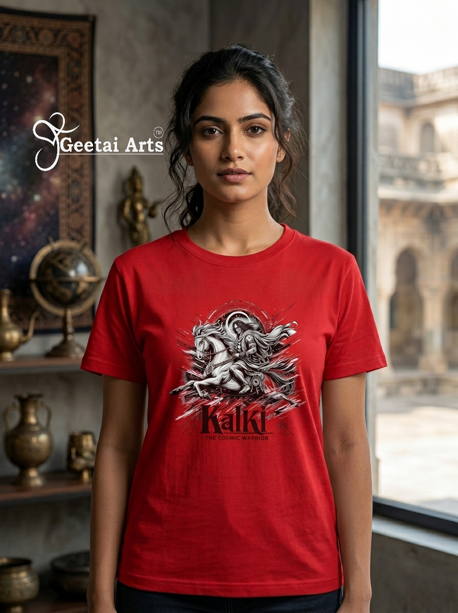 GEETAI ARTS-100% Cotton Regular Fit Graphic T-shirt (Indian Cultural: Kalki1001)