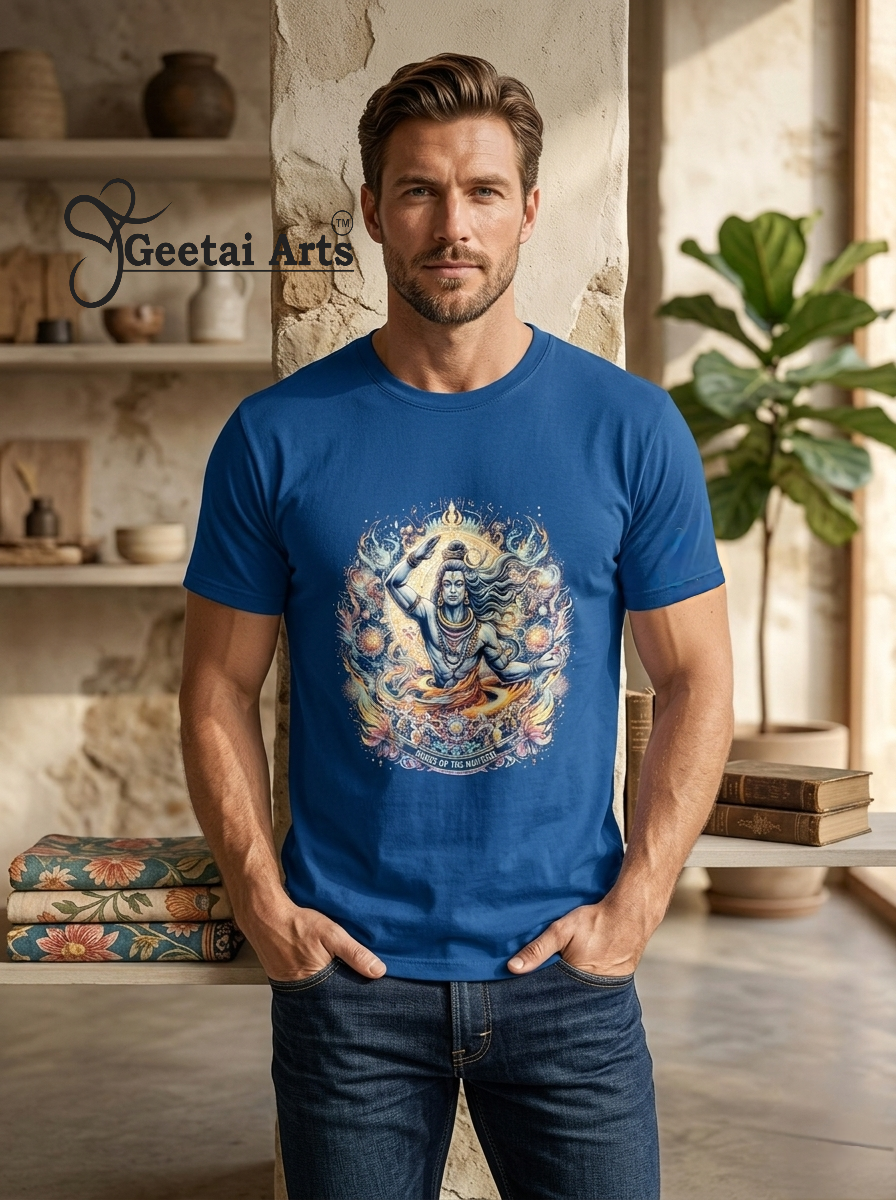 GEETAI ARTS-100% Cotton Regular Fit Graphic T-shirt (Indian Cultural: Shiva1008)