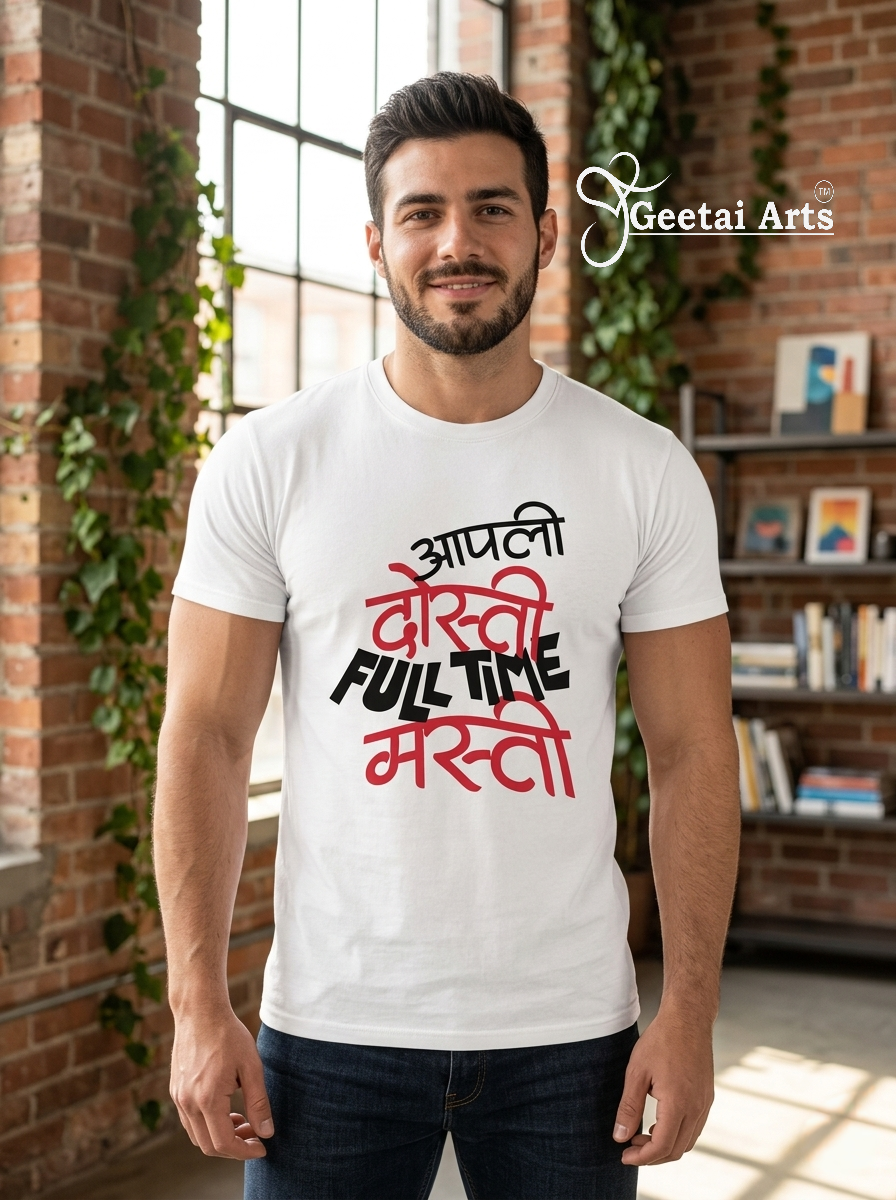 GEETAI ARTS-100% Cotton Regular Fit Graphic T-shirt (Typograph: aplidosti)
