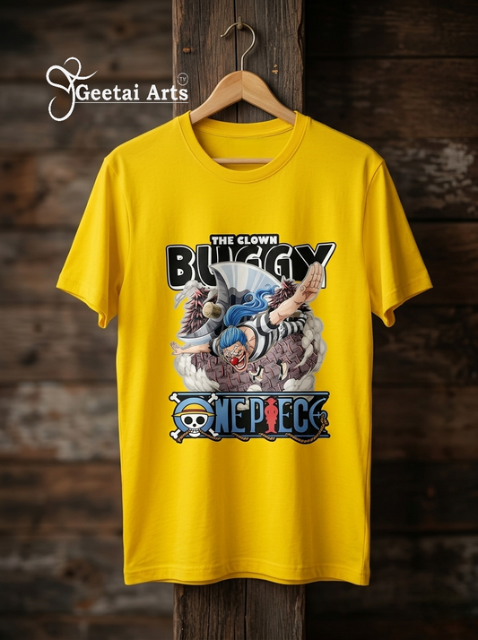 GEETAI ARTS-100% Cotton Regular Fit Graphic T-shirt (Anime: Buggy1001)