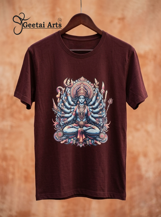 GEETAI ARTS-100% Cotton Regular Fit Graphic T-shirt (Indian Cultural: Goddess1002)