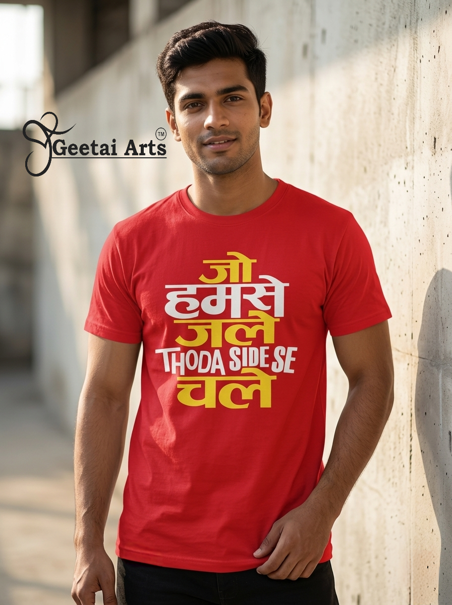 GEETAI ARTS-100% Cotton Regular Fit Graphic T-shirt (Typograph: Johumsejale)