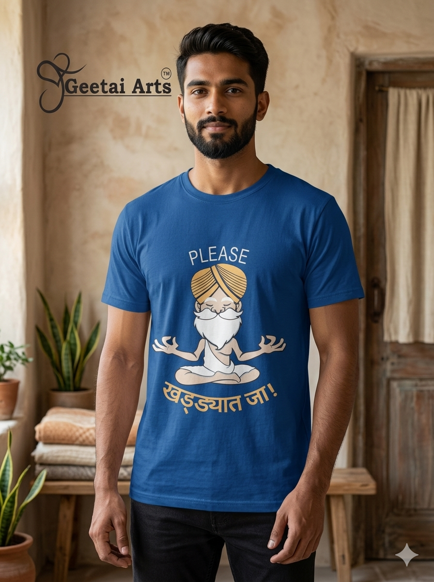 GEETAI ARTS-100% Cotton Regular Fit Graphic T-shirt (Typograph: Khaddyatja)