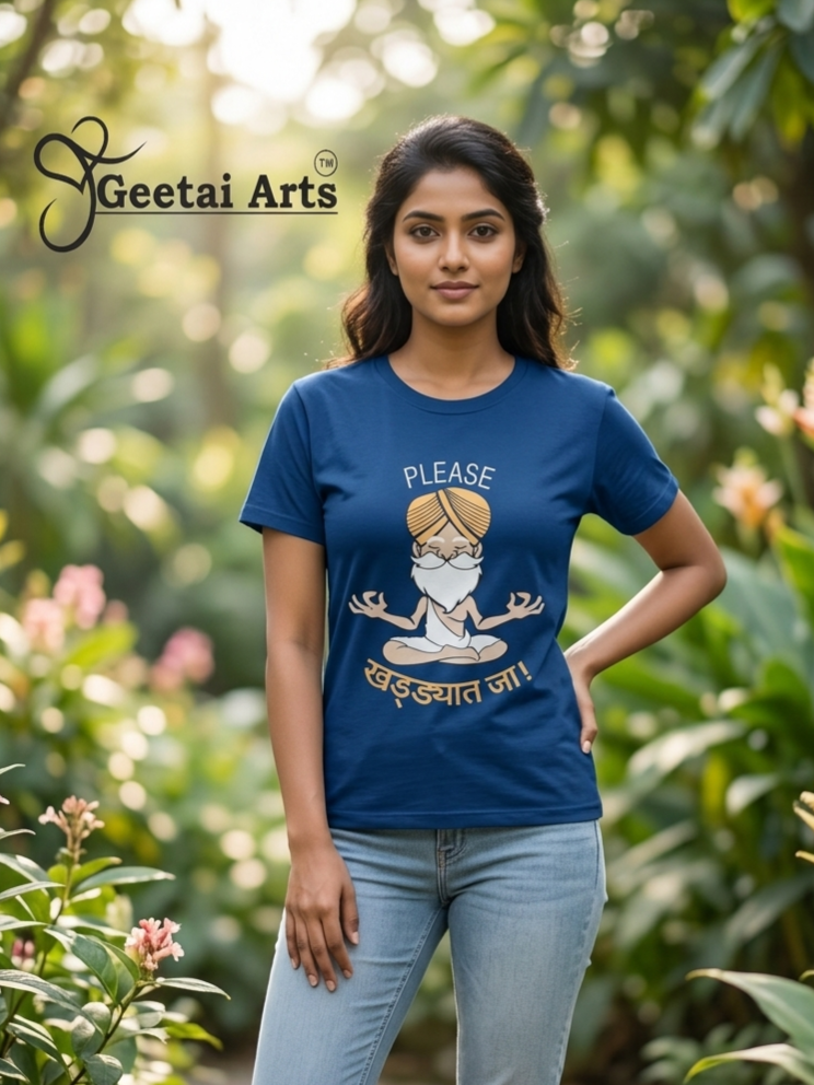 GEETAI ARTS-100% Cotton Regular Fit Graphic T-shirt (Typograph: Khaddyatja)