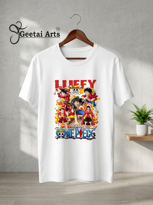 GEETAI ARTS-100% Cotton Regular Fit Graphic T-shirt (Anime: Luffy1001)