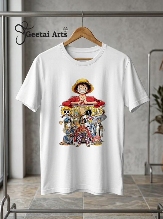 GEETAI ARTS-100% Cotton Regular Fit Graphic T-shirt (Anime: Onepiece1001)