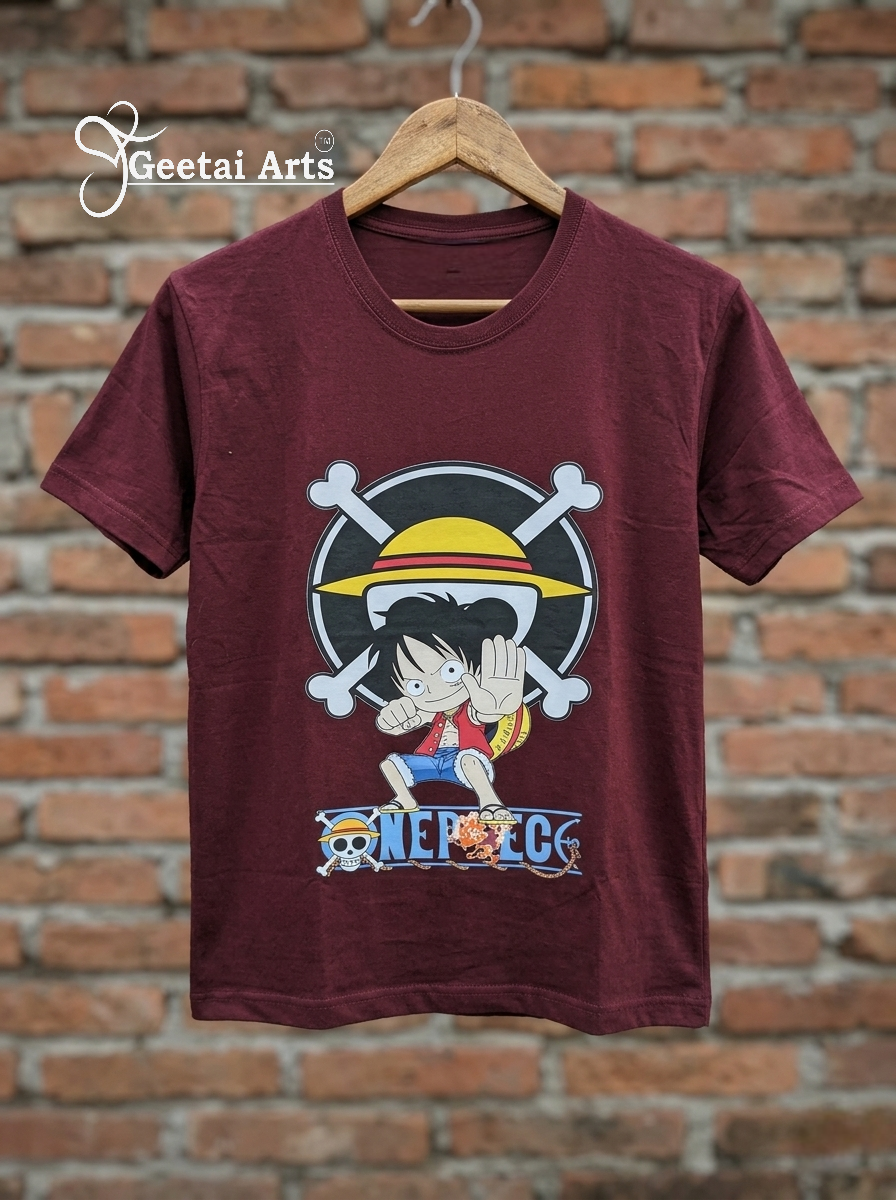 GEETAI ARTS-100% Cotton Regular Fit Graphic T-shirt (Anime: Onepiece1003)