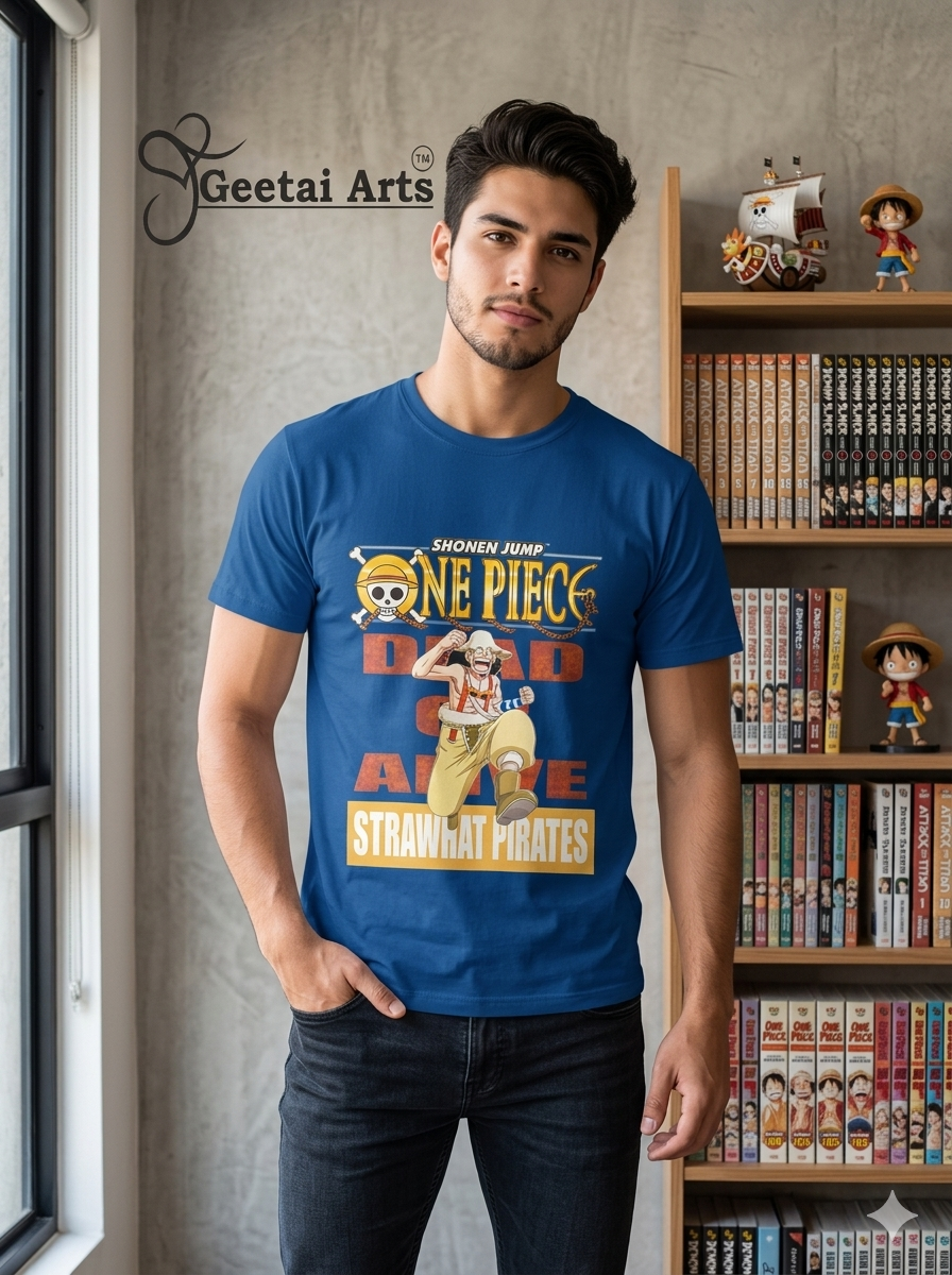 GEETAI ARTS-100% Cotton Regular Fit Graphic T-shirt (Anime: Onepiece1005)