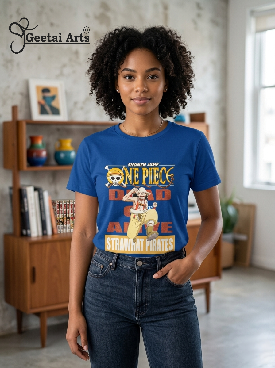 GEETAI ARTS-100% Cotton Regular Fit Graphic T-shirt (Anime: Onepiece1005)
