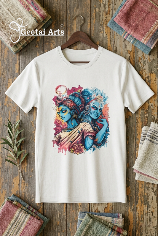 GEETAI ARTS-100% Cotton Regular Fit Graphic T-shirt (Indian Cultural: RK1002)