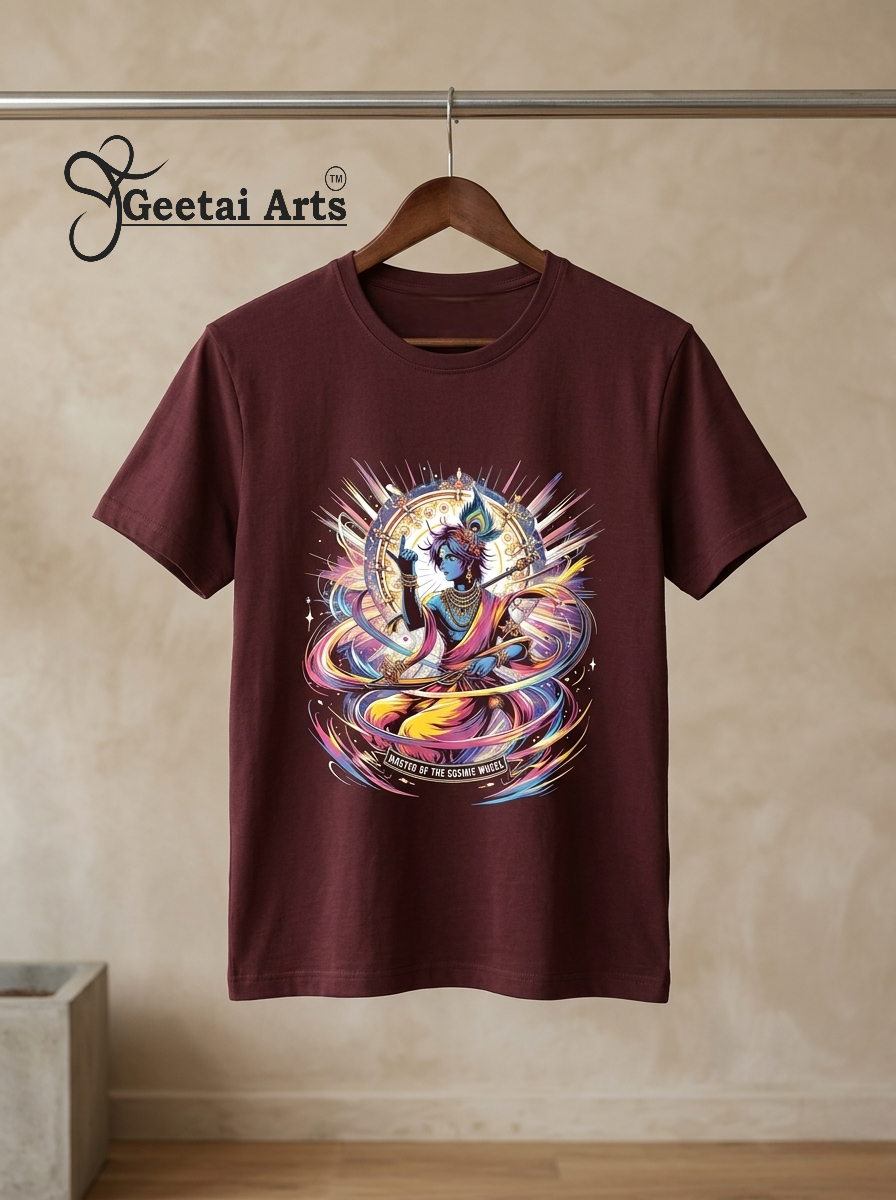 GEETAI ARTS-100% Cotton Regular Fit Graphic T-shirt (Indian Cultural: Shrikrishna1011)